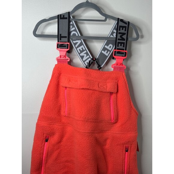 Free People Hit the Slopes Ski Salopette Fleece Slouchy Bib Large L Orange NWT - Picture 4 of 5